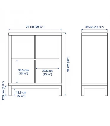 قفسه 2 در 2 پایه دار ایکیا مدل KALLAX ابعاد 94×77 سانتیمتر رنگ بدنه گردویی پایه سفید