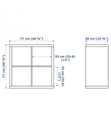 کتابخانه 2 در 2 ایکیا مدل KALLAX دو درب ابعاد 77×77 سانتیمتر رنگ سفید براق