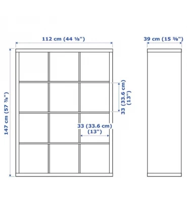 کتابخانه 3 در 4 ایکیا مدل KALLAX ابعاد 147×112 سانتیمتر رنگ قهوه ای تیره