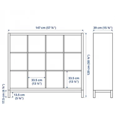 قفسه 3 در 4 پایه دار ایکیا مدل KALLAX ابعاد 129×147 سانتیمتر رنگ بدنه سفید مات پایه سفید