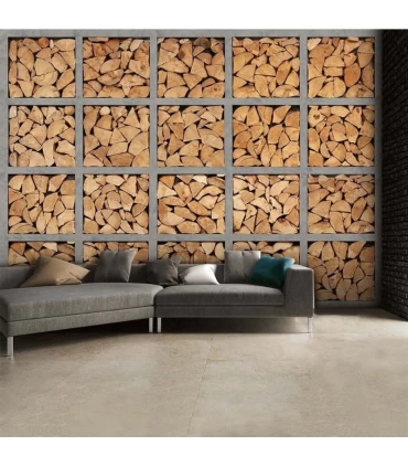 پوستر دیواری 4 تکه طرح الوار های چوبی 1WALL مدل W4P-LOGS-002
