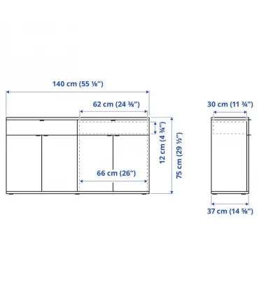 بوفه ایکیا مدل VIHALS عرض 140 سانتیمتر رنگ سفید