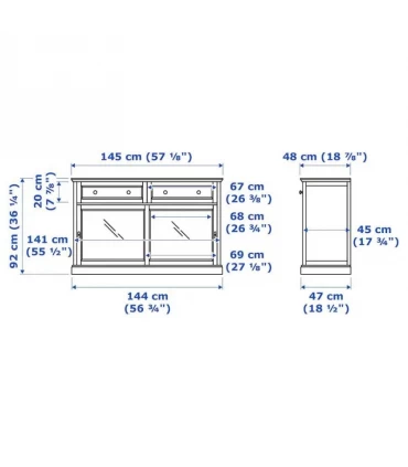 بوفه کلاسیک ایکیا مدل MALSJO عرض 145 سانتیمتر رنگ مشکی