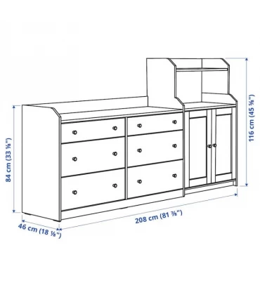دراور/کمد ایکیا مدل HAUGA ابعاد 116×208 سانتیمتر رنگ خاکستری