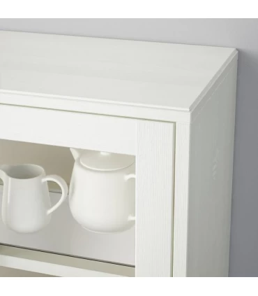 مجموعه کمد درب شیشه ای و چوبی ایکیا مدل HAVSTA ابعاد 134×162 سانتیمتر رنگ سفید