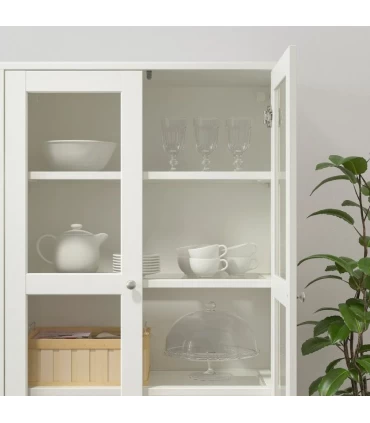 مجموعه کمد درب شیشه ای و چوبی ایکیا مدل HAVSTA ابعاد 134×162 سانتیمتر رنگ سفید