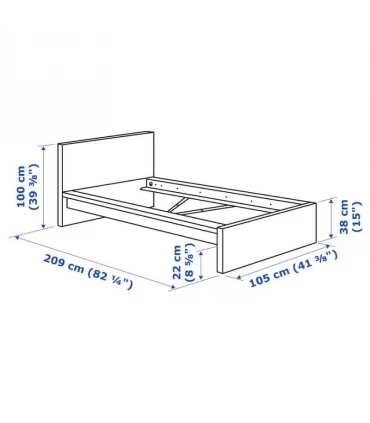تختخواب یک نفره ایکیا مدل MALM بهمراه کفی Lindbaden عرض 90 سانتیمتر رنگ سفید