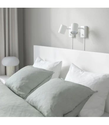 تختخواب دو نفره ایکیا مدل MALM بهمراه کفی Luroy عرض 140 سانتیمتر رنگ سفید