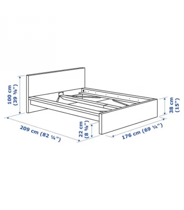 تختخواب دو نفره ایکیا مدل MALM بهمراه کفی Lindbaden عرض 160 سانتیمتر رنگ سفید