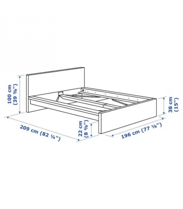 تختخواب دو نفره ایکیا مدل MALM بهمراه کفی Lindbaden عرض 180 سانتیمتر رنگ سفید