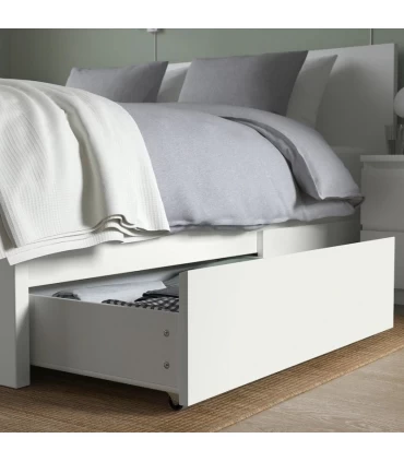 تختخواب دو نفره ایکیا مدل MALM بهمراه 2 عدد کشو و کفی Leirsund عرض 140 سانتیمتر رنگ سفید