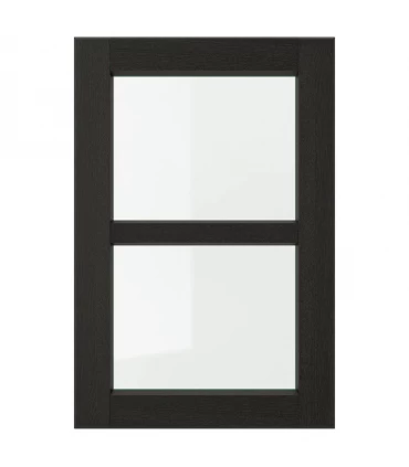 درب کابینت شیشه ای ایکیا مدل LERHYTTAN اندازه 60×40 سانتیمتر چوبی با رنگ آمیزی مشکی