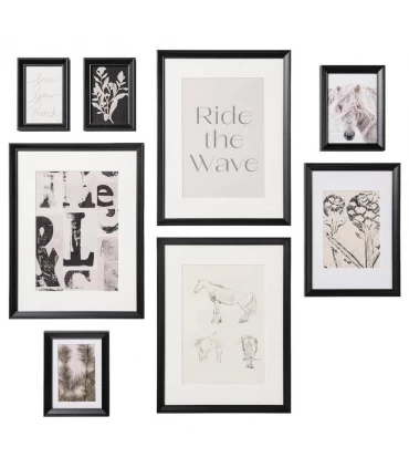 مجموعه 8 عددی قاب عکس ایکیا مدل KNOPPANG بهمراه پوستر رنگ مشکی با موضوع سوار بر موج