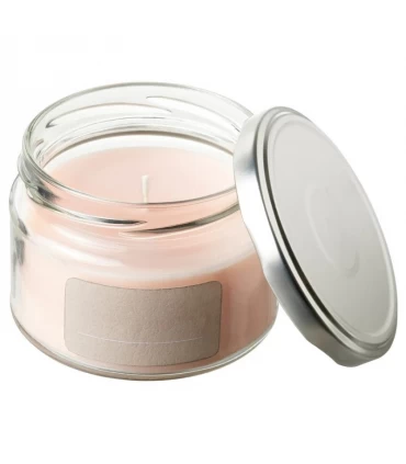 شمع معطر با ظرف شیشه ای درب دار ایکیا مدل ADELSYREN با رایحه گریپ فروت و گل رز 20 ساعتی