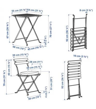 ست میز و صندلی 2 نفره فضای باز ایکیا مدل TARNO بهمراه کوسن Froson/Duvholmen بژ رنگ مشکی/قهوه ای روشن