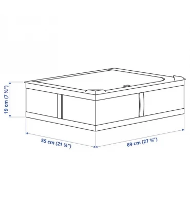 باکس ذخیره سازی زیپ دار ایکیا مدل SKUBB ابعاد 19×55×69 سانتیمتر رنگ خاکستری تیره