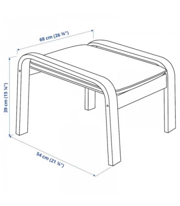 زیرپایی صندلی راحتی ایکیا مدل POANG بدنه چوبی کوسن بژ Hillared