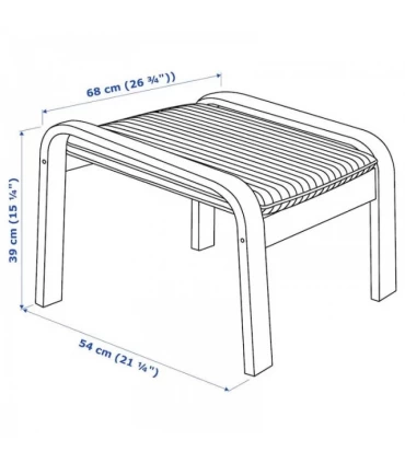 زیرپایی صندلی راحتی ایکیا مدل POANG بدنه چوبی کوسن مشکی Knisa