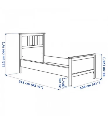 تختخواب یک نفره ایکیا مدل HEMNES بهمراه کفی Lindbaden اندازه 90×200 سانتیمتر رنگ سفید