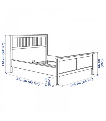 تختخواب دو نفره ایکیا مدل HEMNES بهمراه کفی Lindbaden عرض 160 سانتیمتر رنگ سفید