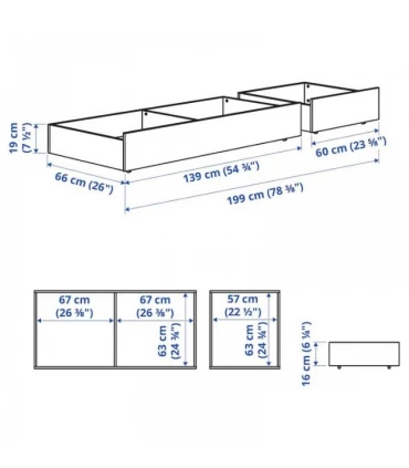 کشو ذخیره سازی ایکیا مدل HEMNES عرض 200 سانتیمتر رنگ سفید