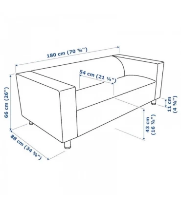 مبل راحتی دو نفره ایکیا مدل KLIPPAN روکش پارچه زیتونی