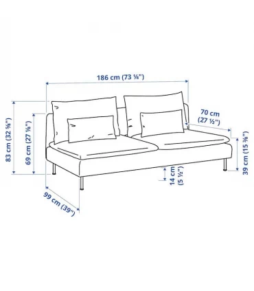مبل راحتی سه نفره ایکیا مدل SODERHAMN بدون دسته رنگ بژ Viarp