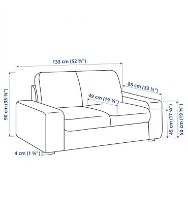 مبل لاوست دو نفره ایکیا مدل KIVIK روکش پارچه رنگ بژ روشن Tresund