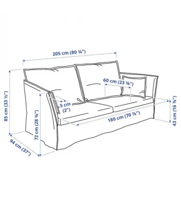 مبل راحتی سه نفره ایکیا مدل BACKSALEN روکش پارچه رنگ سفید Blekinge