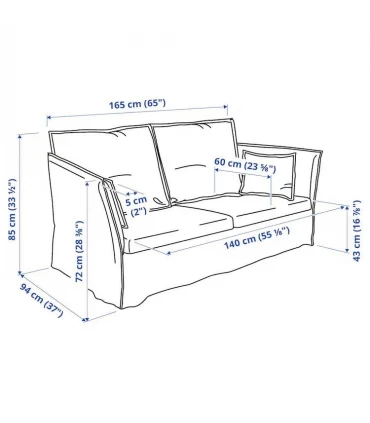 مبل راحتی دو نفره ایکیا مدل BACKSALEN روکش پارچه رنگ خاکستری تیره Hallarp