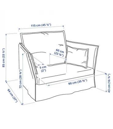 مبل راحتی 1.5 نفره ایکیا مدل BACKSALEN روکش پارچه رنگ سفید Blekinge