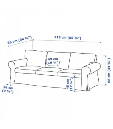 مبل راحتی سه نفره ایکیا مدل EKTORP رنگ بژ/مشکی/سفید راه راه Karlshov