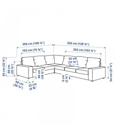 مبل راحتی ال 5 نفره ایکیا مدل VIMLE دسته های عریض روکش پارچه رنگ بژ Gunnared