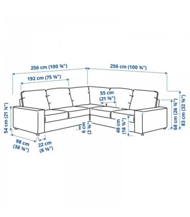 مبل راحتی ال 4 نفره بهمراه دسته های عریض ایکیا مدل VIMLE روکش پارچه رنگ بژ Gunnared