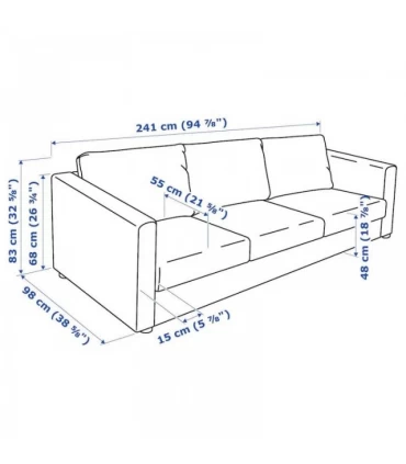 مبل راحتی سه نفره ایکیا مدل VIMLE روکش پارچه رنگ مشکی مایل به آبی Saxemara