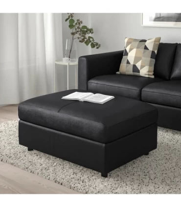 زیر پایی/جلومبلی ایکیا مدل VIMLE دارای فضای ذخیره سازی روکش چرم رنگ مشکی Grann/Bomstad