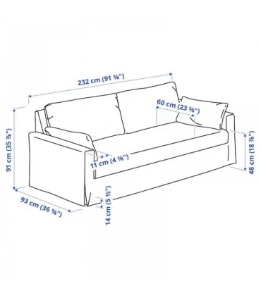 مبل راحتی 3 نفره ایکیا مدل HYLTARP رنگ سفید Hallarp