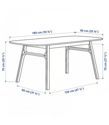 میز ناهار خوری 6 نفره بامبو ایکیا مدل VOXLOV اندازه 90×180 سانتیمتر بامبو روشن