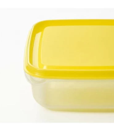 ست ظروف نگهداری غذا ایکیا مدل PRUTA پک 3 عددی رنگ بدنه شفاف/ درب زرد حجم 600 میلی لیتر