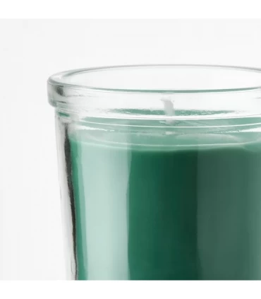 شمع معطر شیشه ای ایکیا مدل HEDERSAM رنگ سبز روشن زمان سوختن 20 ساعت