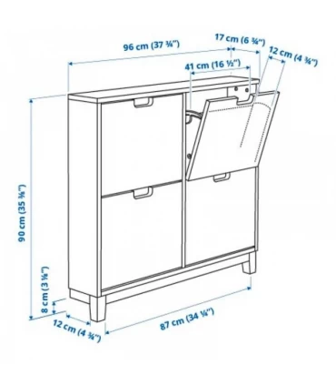 جاکفشی 4 درب ایکیا مدل STALL رنگ خاکستری تیره