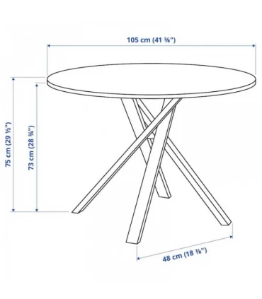 میز ناهار خوری چهار نفره گرد ایکیا مدل MARIEDAMM قطر 105 سانتیمتر رنگ سفید/طرح سنگ