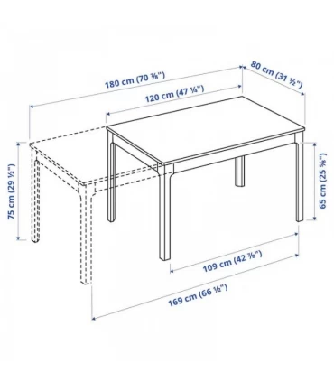 میز ناهار خوری تبدیلی 4 به 6 ایکیا مدل EKEDALEN روکش بلوط