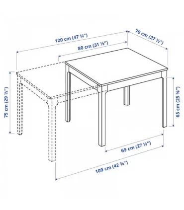 میز ناهار خوری تبدیلی 2 به 4 ایکیا مدل EKEDALEN رنگ سفید