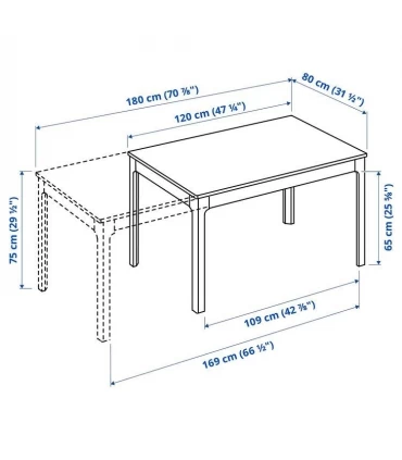 ست میز و صندلی ناهار خوری 4 نفره ایکیا مدل EKEDALEN طول میز 120 تا 180 سانتیمتر رنگ سفید/بژ Hakebo