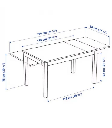 ست میز و صندلی ناهار خوری 6 نفره ایکیا مدل LANEBERG / EKEDALEN طول میز 130 تا 190 سانتیمتر رنگ سفید/خاکستری روشن Orrsta
