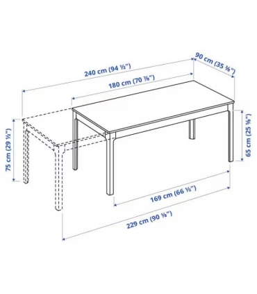 ست میز و صندلی ناهار خوری 6 نفره ایکیا مدل EKEDALEN / BERGMUND طول میز 180 تا 240 سانتیمتر رنگ بلوطی/خاکستری Gunnared