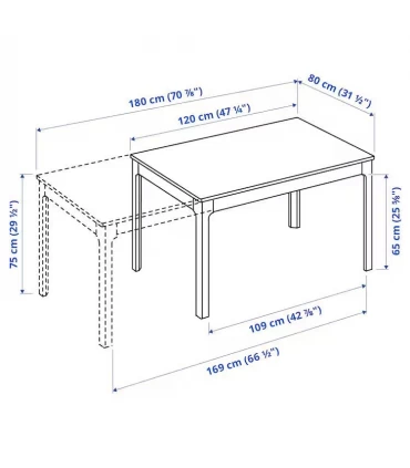 ست میز و صندلی ناهار خوری 4 نفره ایکیا مدل EKEDALEN / KLINTEN طول میز 120 تا 180 سانتیمتر رنگ سفید/بژ روشن Kilanda