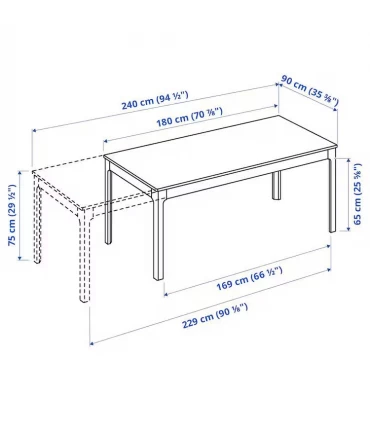 ست میز و صندلی ناهار خوری 6 نفره ایکیا مدل EKEDALEN / LUSTEBO طول میز 180 تا 240 سانتیمتر رنگ سفید/بژ Viarp