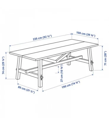 میز ناهار خوری چوبی 8 نفره ایکیا مدل SKOGSTA چوب اقاقیا